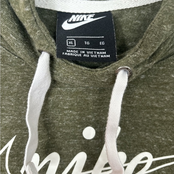 NIKE Kids Heather Green Black White Logo Print Hoodie Pullover - Picture 4 of 4